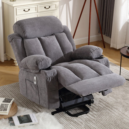 Power Lift Recliner Chair with Heat and Massage Electric Fabric Recliner Chair for Elderly with Side Pocket, USB Charge Port, Re
