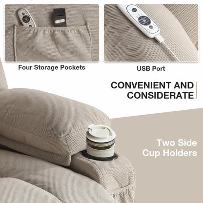 Power Lift Recliner Chair with Heat and Massage, Electric Fabric Recliner Chair