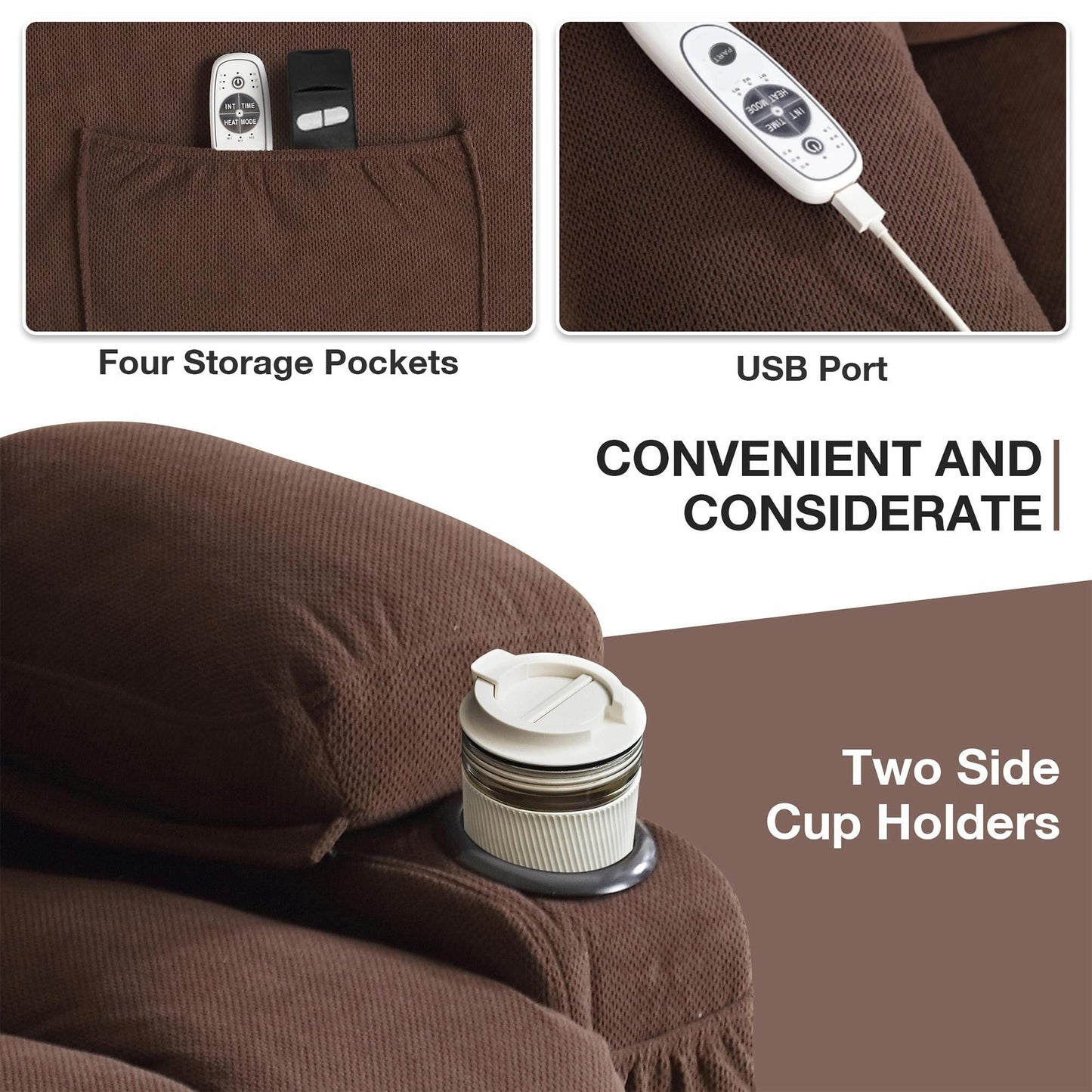Power Lift Recliner Chair with Heat and Massage, Electric Fabric Recliner Chair