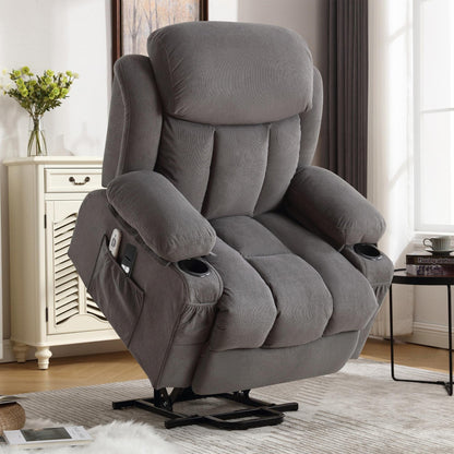 Power Lift Recliner Chair with Heat and Massage, Electric Fabric Recliner Chair