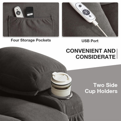 Power Lift Recliner Chair with Heat and Massage, Electric Fabric Recliner Chair