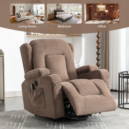 Power Lift Recliner Chair with Heat, Massage, USB Port, and Side Pocket for Elderly, Adjustable Reclining for Living Room