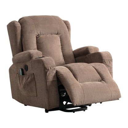 Power Lift Recliner Chair with Heat, Massage, USB Port, and Side Pocket for Elderly, Adjustable Reclining for Living Room