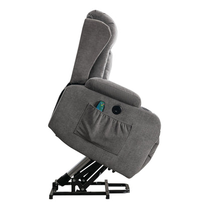 Power Lift Recliner Chair with Heat, Massage, USB Port, and Side Pocket for Elderly, Adjustable Reclining for Living Room