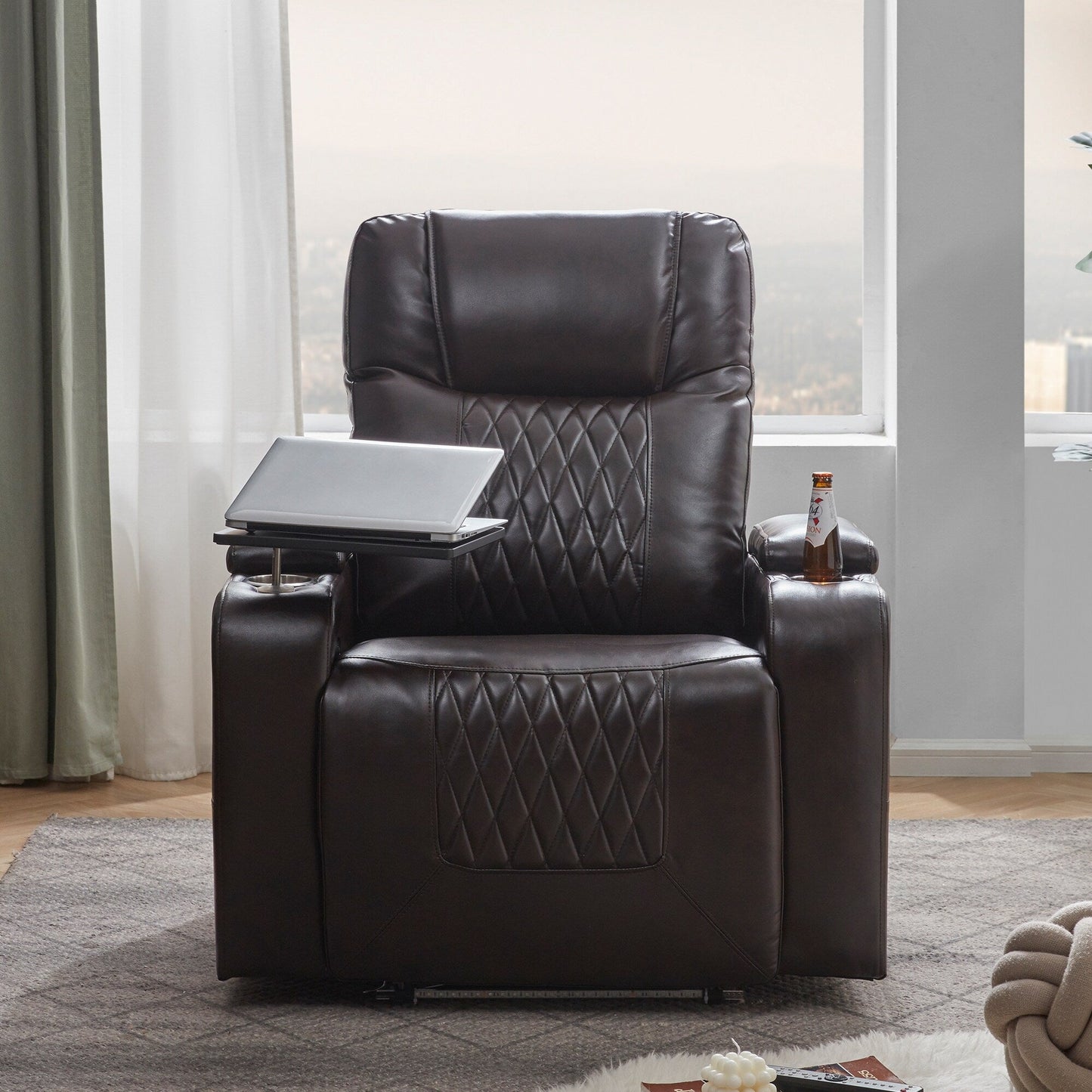 Nestfair Power Motion Recliner with 2 Cup Holders and 360° Swivel Tray Table
