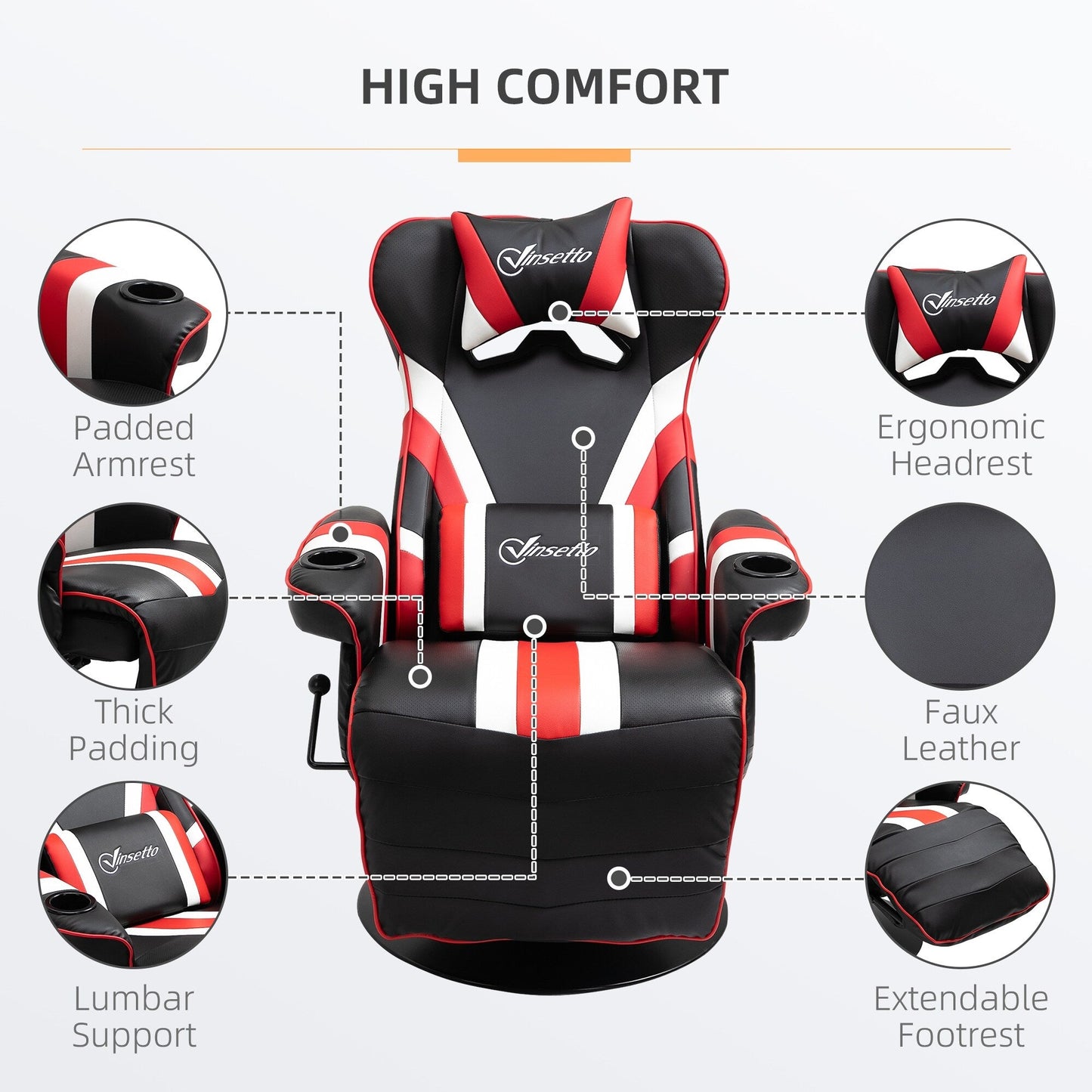 Racing Style Computer Recliner with Lumbar Support