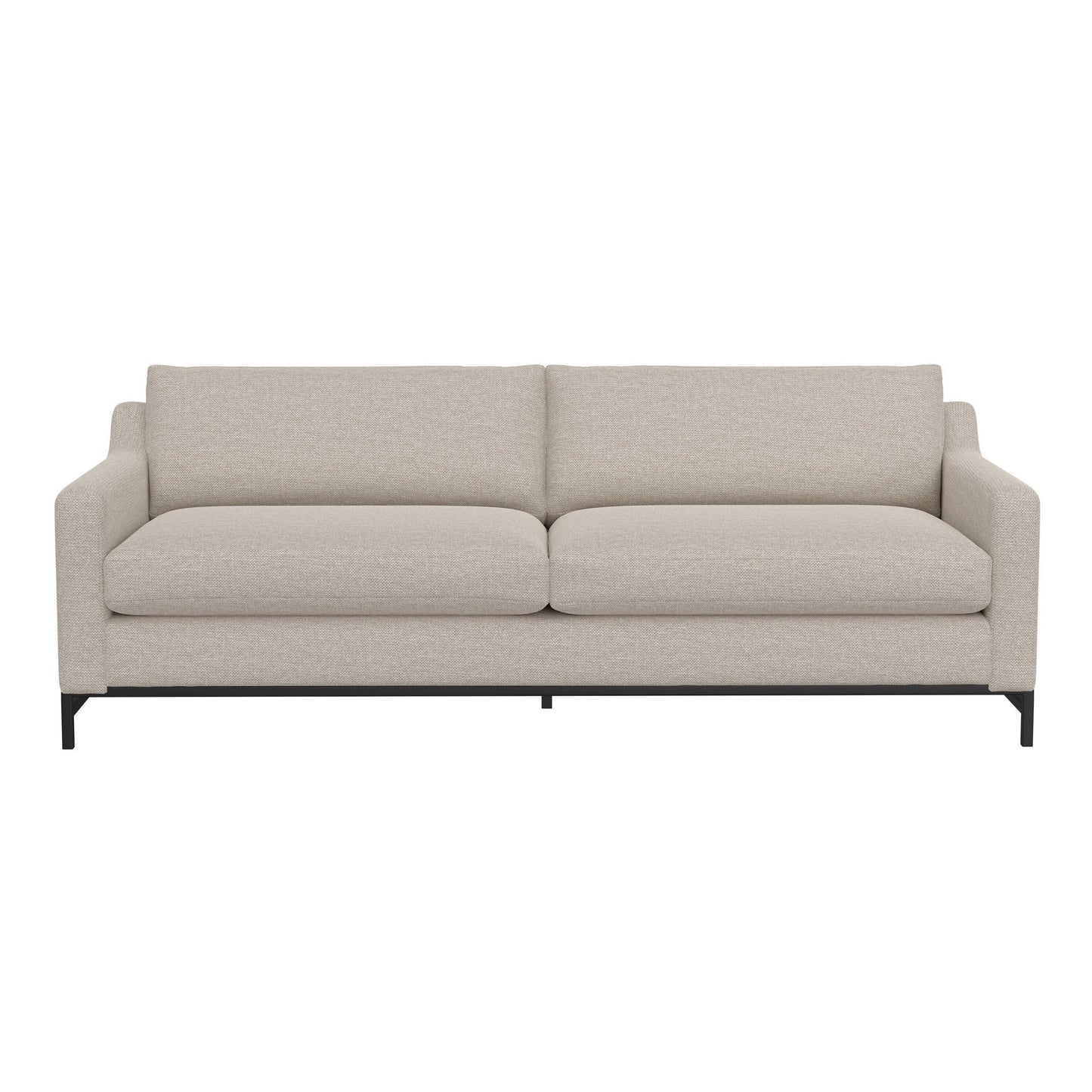 Raed Sofa, 2 Lumbar Pillows, 89 Inch, Solid Wood, Black, Beige Polyester