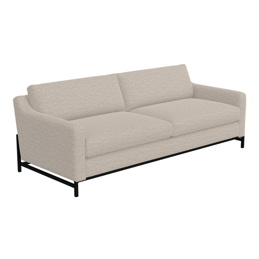 Raed Sofa, 2 Lumbar Pillows, 89 Inch, Solid Wood, Black, Beige Polyester