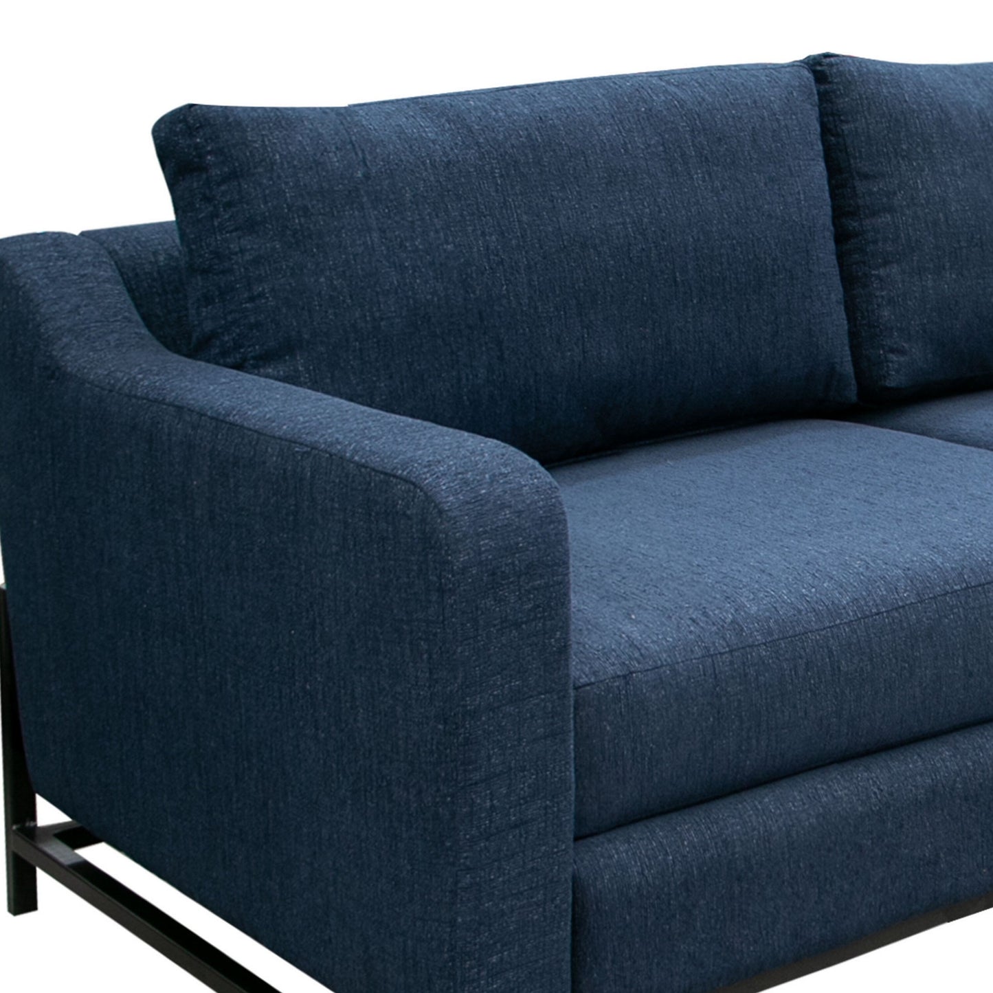 Raed Sofa, 2 Lumbar Pillows, 89 Inch, Solid Wood, Black, Blue Polyester