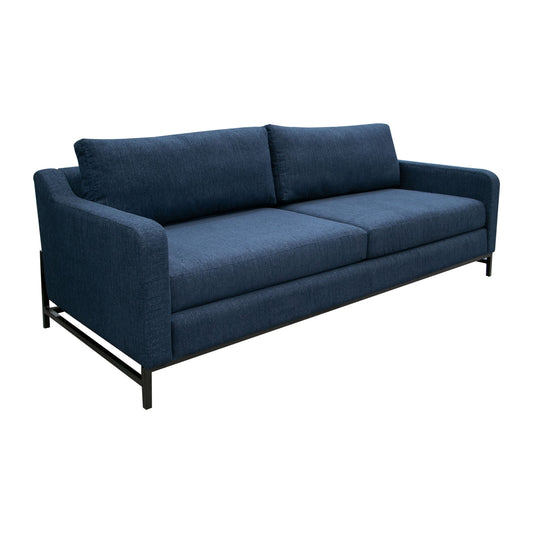 Raed Sofa, 2 Lumbar Pillows, 89 Inch, Solid Wood, Black, Blue Polyester