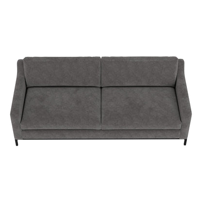 Raed Sofa, 2 Lumbar Pillows, 89 Inch, Solid Wood, Black, Gray Polyester