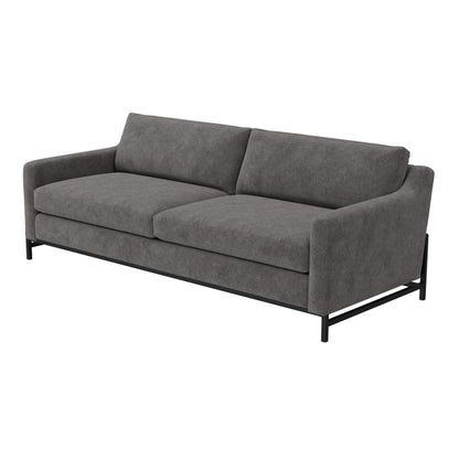 Raed Sofa, 2 Lumbar Pillows, 89 Inch, Solid Wood, Black, Gray Polyester