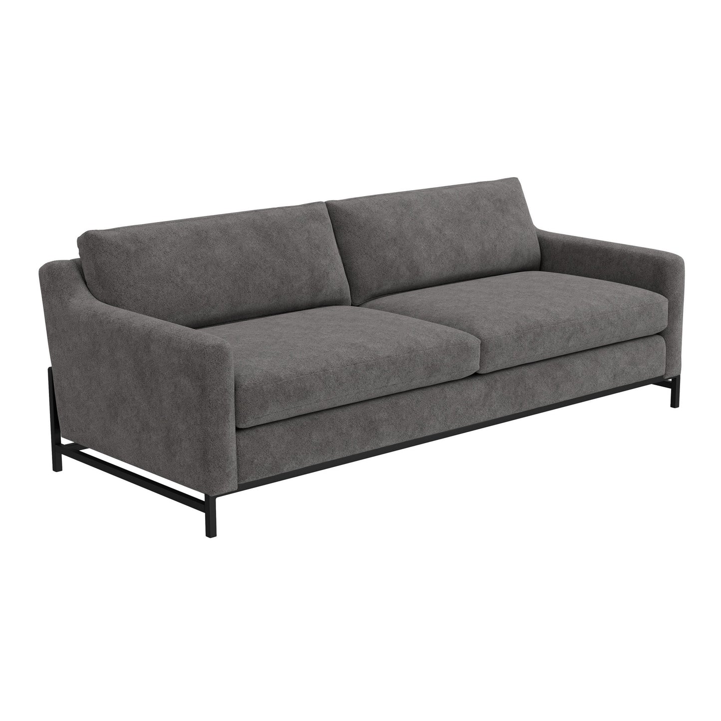 Raed Sofa, 2 Lumbar Pillows, 89 Inch, Solid Wood, Black, Gray Polyester