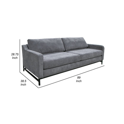 Raed Sofa, 2 Lumbar Pillows, 89 Inch, Solid Wood, Black, Gray Polyester