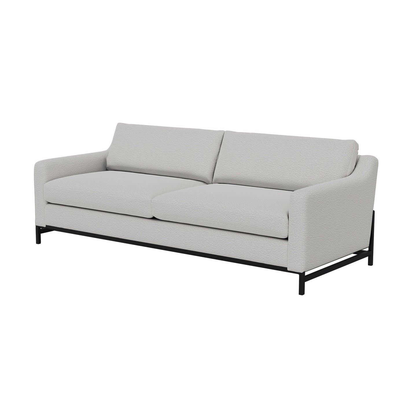 Raed Sofa, 2 Lumbar Pillows, 89 Inch, Solid Wood, Black, Ivory Polyester