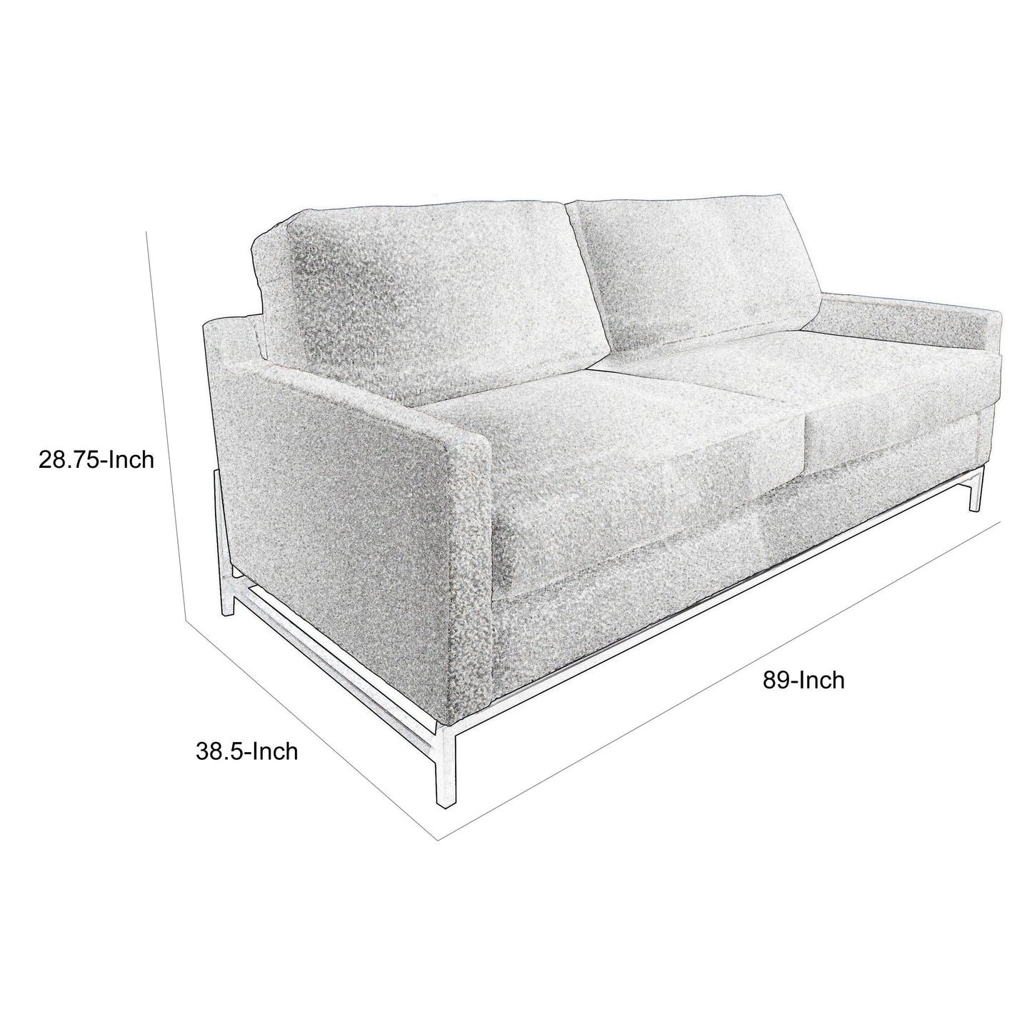 Raed Sofa, 2 Lumbar Pillows, 89 Inch, Solid Wood, Black, Ivory Polyester