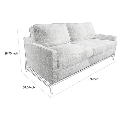 Raed Sofa, 2 Lumbar Pillows, 89 Inch, Solid Wood, Black, Ivory Polyester
