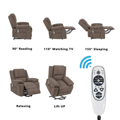 Reclining Lift Chair with Massage, Heating, and Remote Control Pockets