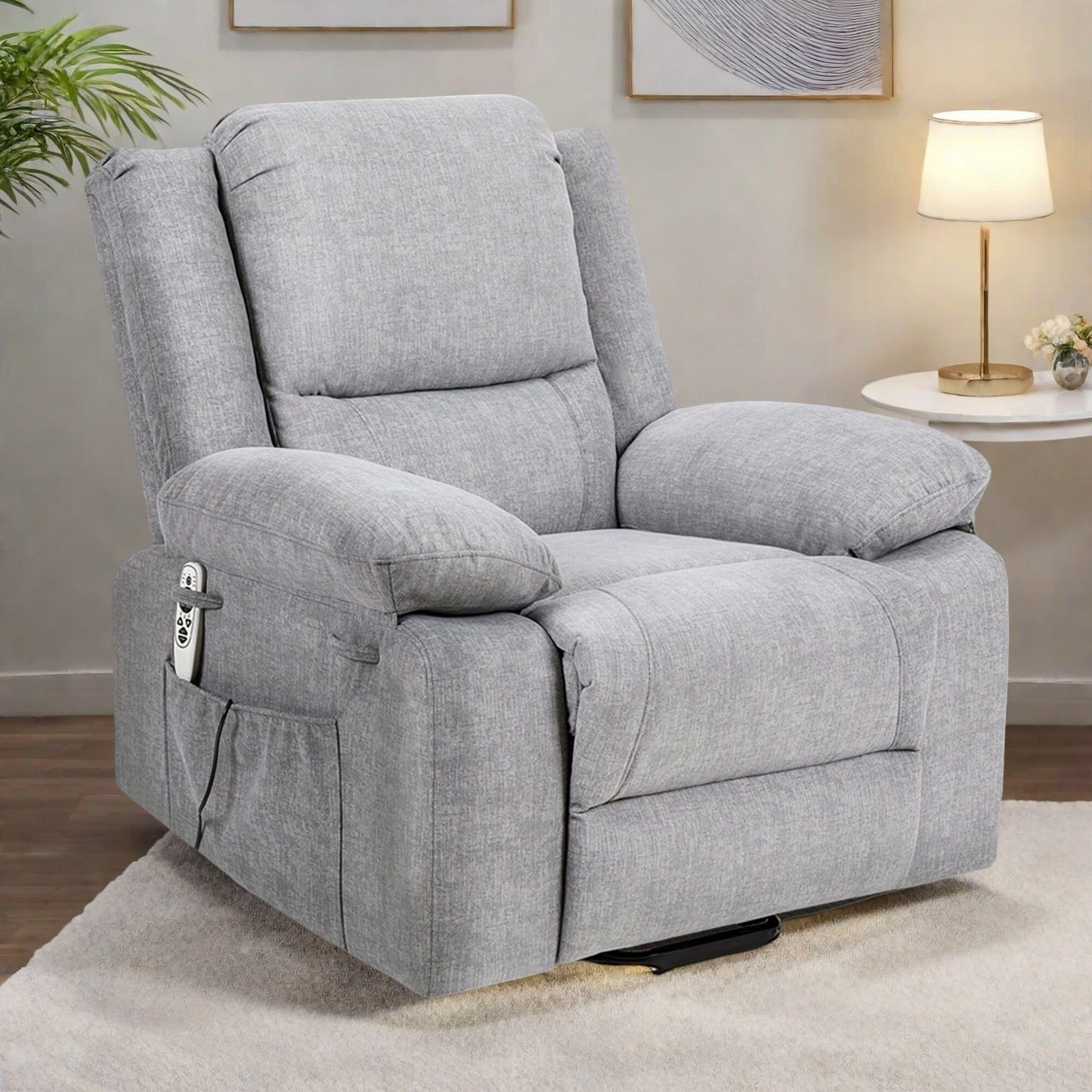 Reclining Lift Chair with Massage, Heating, and Remote Control Pockets