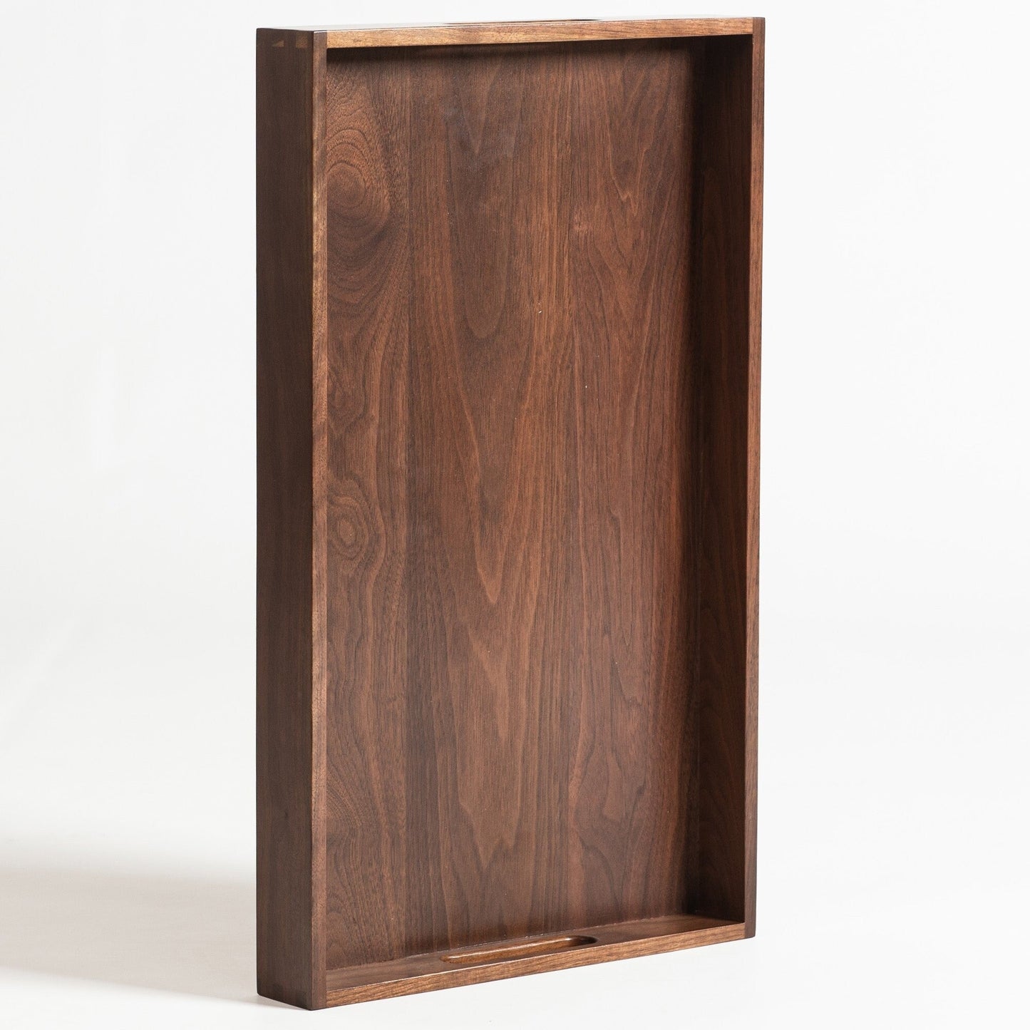 KINWELL Rectangle Black Walnut Wood Serving Tray Ottoman Tray