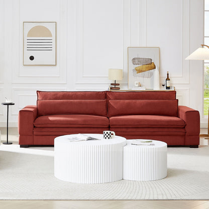 Red 104.72 Modern Fabric 4-Seater Sofa with Cushion Back and Solid Wood Legs
