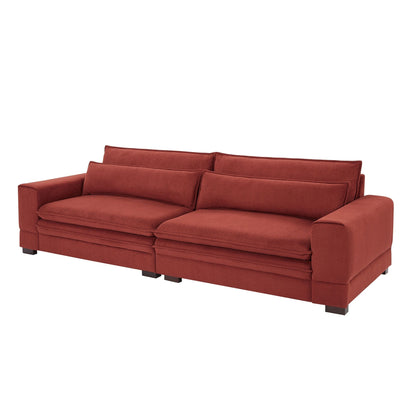 Red 104.72 Modern Fabric 4-Seater Sofa with Cushion Back and Solid Wood Legs