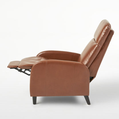Roomfitters 33.5 Wide Faux Leather Push Back Standard Recliner, Brown
