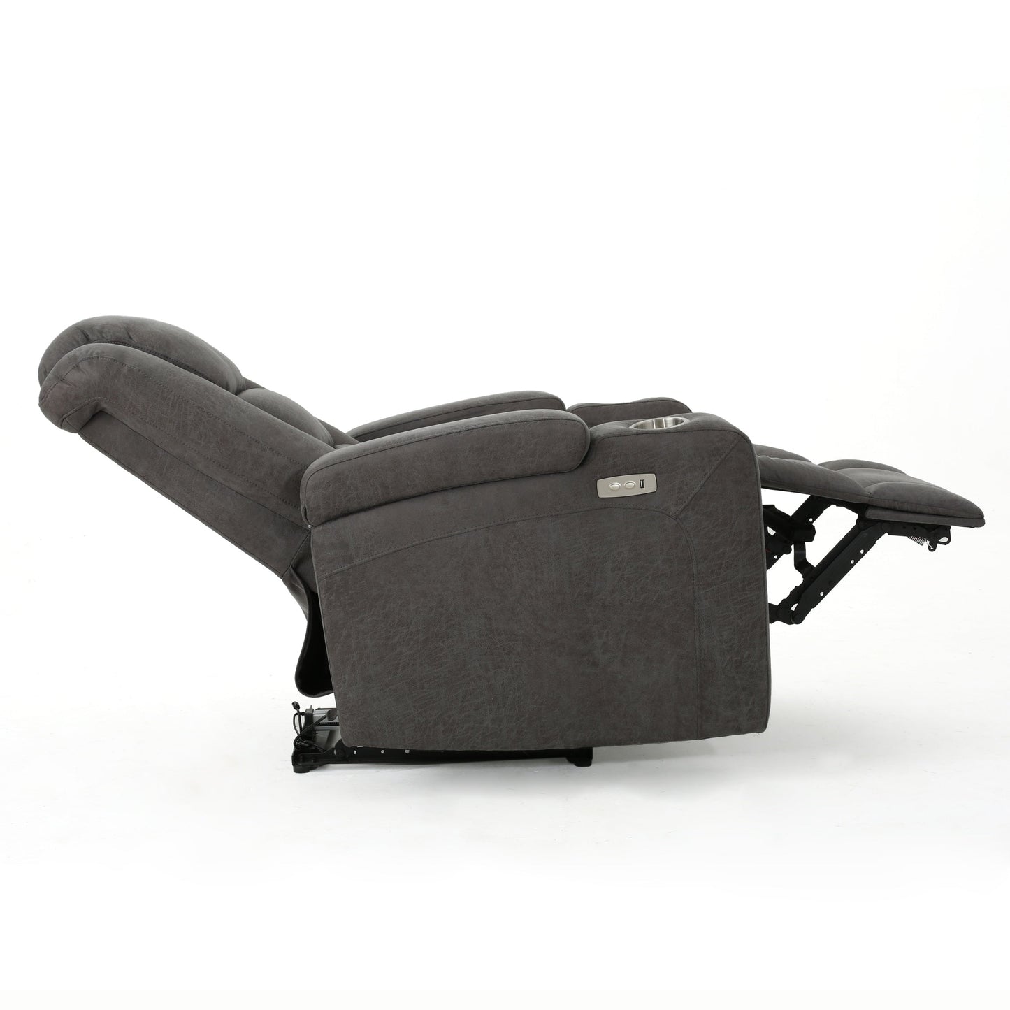 Roomfitters 33 Wide Power Standard Recliner Chair with Arm Storage and USB, Slate