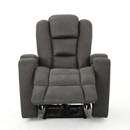 Roomfitters 33 Wide Power Standard Recliner Chair with Arm Storage and USB, Slate