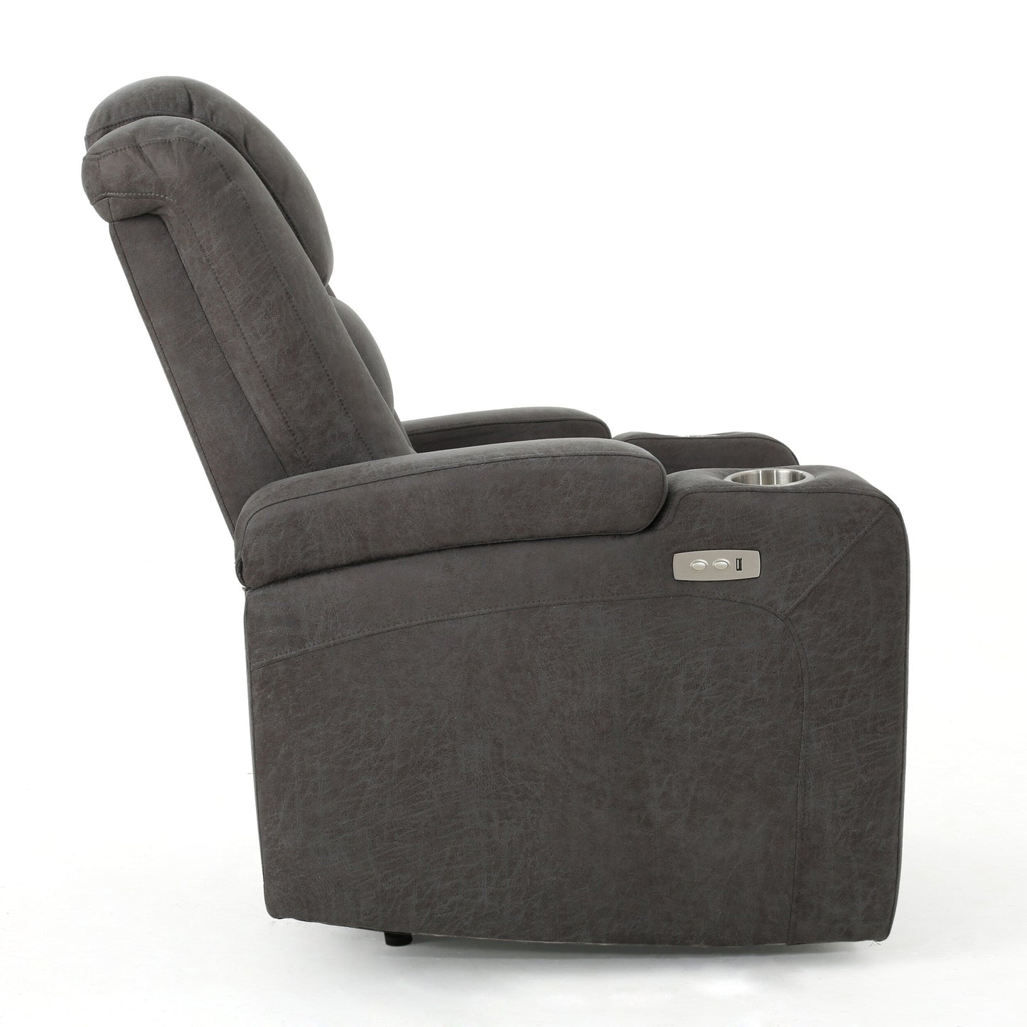 Roomfitters 33 Wide Power Standard Recliner Chair with Arm Storage and USB, Slate
