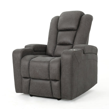 Roomfitters 33 Wide Power Standard Recliner Chair with Arm Storage and USB, Slate