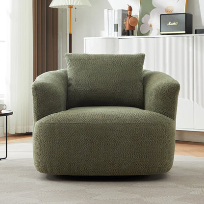 Roomfitters 360Â° Chenille Upholstered Swivel Barrel Chair Accent Sofa with Throw Pillow for Living Room Bedroom Office Hotel