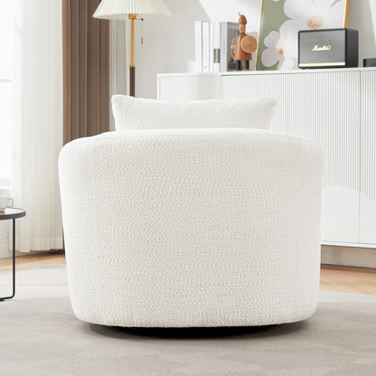 Roomfitters 360Â° Chenille Upholstered Swivel Barrel Chair Accent Sofa with Throw Pillow for Living Room Bedroom Office Hotel