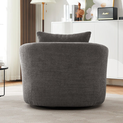 Roomfitters 360Â° Chenille Upholstered Swivel Barrel Chair Accent Sofa with Throw Pillow for Living Room Bedroom Office Hotel