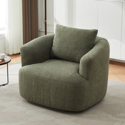 Roomfitters 360Â° Chenille Upholstered Swivel Barrel Chair Accent Sofa with Throw Pillow for Living Room Bedroom Office Hotel