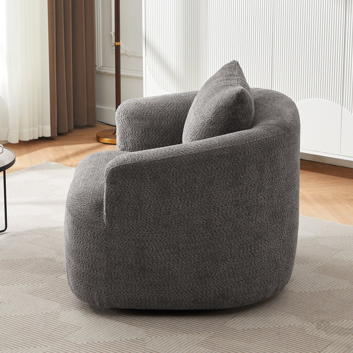 Roomfitters 360Â° Chenille Upholstered Swivel Barrel Chair Accent Sofa with Throw Pillow for Living Room Bedroom Office Hotel