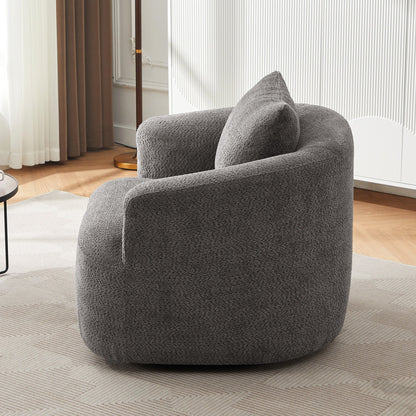 Roomfitters 360Â° Chenille Upholstered Swivel Barrel Chair Accent Sofa with Throw Pillow for Living Room Bedroom Office Hotel