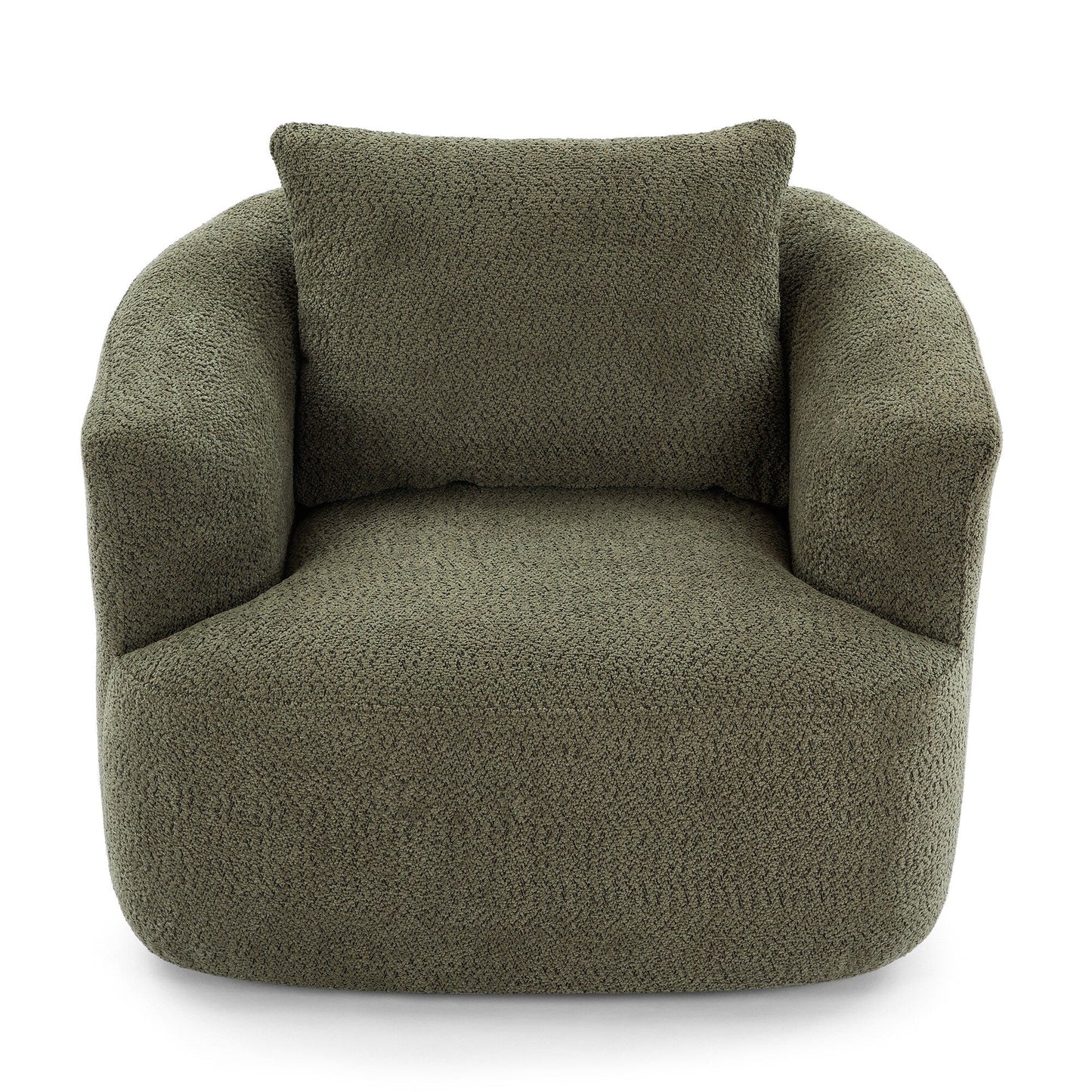 Roomfitters 360Â° Chenille Upholstered Swivel Barrel Chair Accent Sofa with Throw Pillow for Living Room Bedroom Office Hotel
