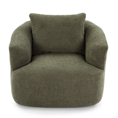 Roomfitters 360Â° Chenille Upholstered Swivel Barrel Chair Accent Sofa with Throw Pillow for Living Room Bedroom Office Hotel