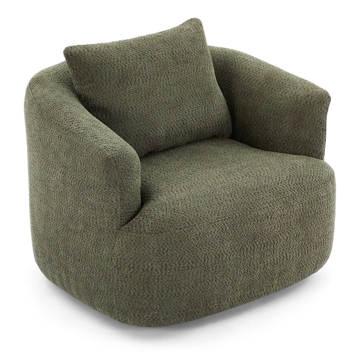 Roomfitters 360Â° Chenille Upholstered Swivel Barrel Chair Accent Sofa with Throw Pillow for Living Room Bedroom Office Hotel
