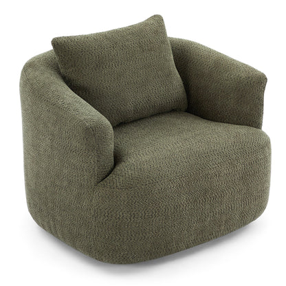 Roomfitters 360Â° Chenille Upholstered Swivel Barrel Chair Accent Sofa with Throw Pillow for Living Room Bedroom Office Hotel