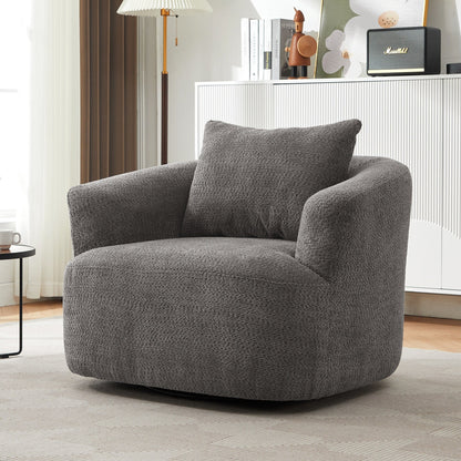 Roomfitters 360Â° Chenille Upholstered Swivel Barrel Chair Accent Sofa with Throw Pillow for Living Room Bedroom Office Hotel