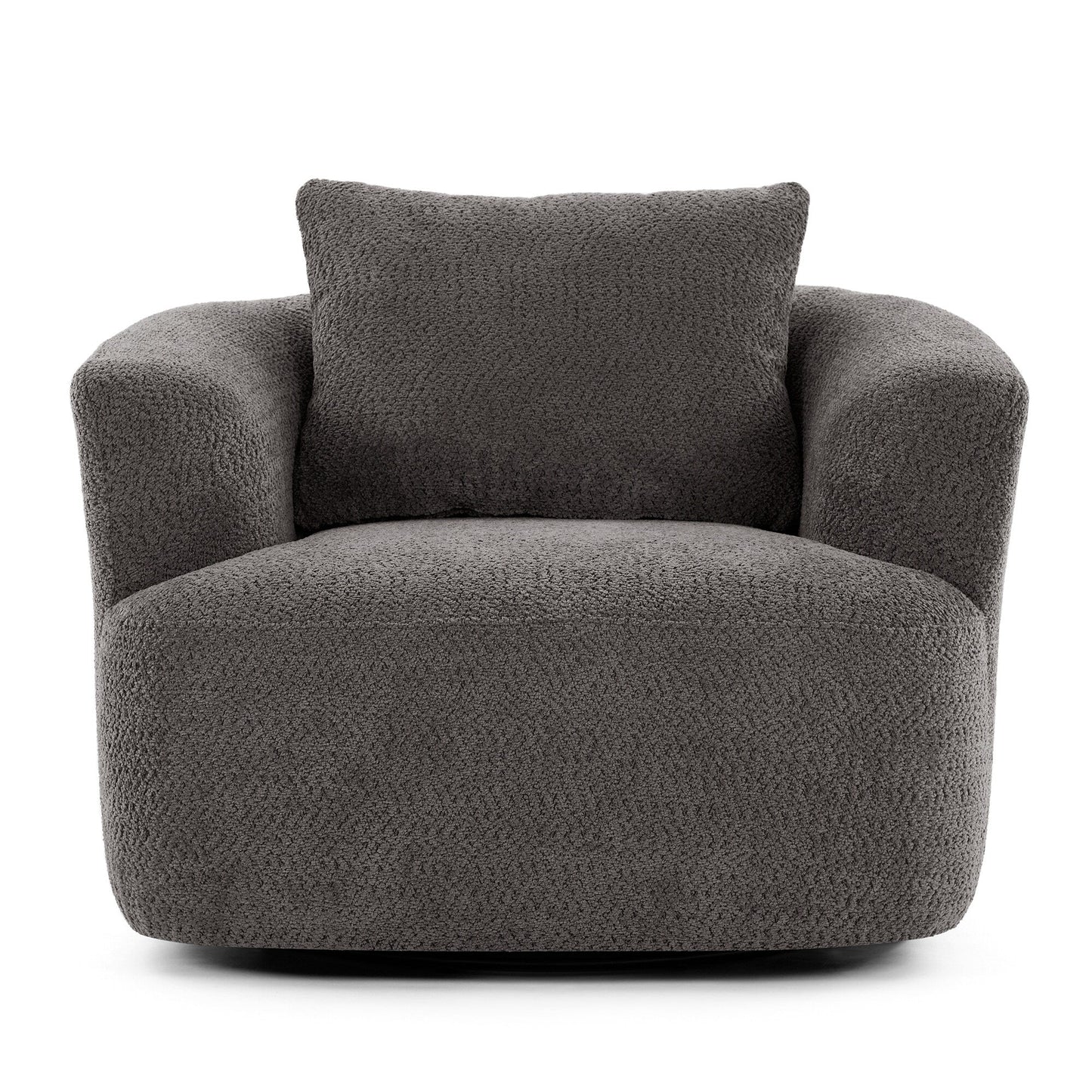 Roomfitters 360Â° Chenille Upholstered Swivel Barrel Chair Accent Sofa with Throw Pillow for Living Room Bedroom Office Hotel