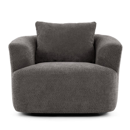 Roomfitters 360Â° Chenille Upholstered Swivel Barrel Chair Accent Sofa with Throw Pillow for Living Room Bedroom Office Hotel