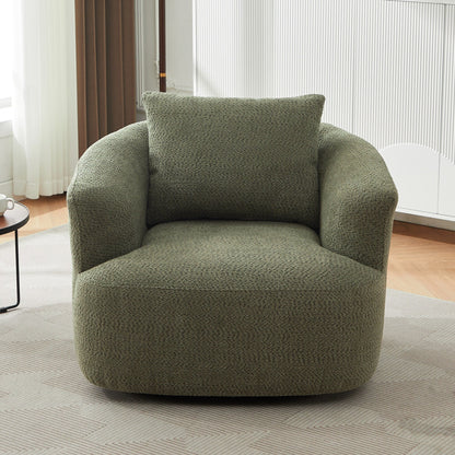 Roomfitters 360Â° Chenille Upholstered Swivel Barrel Chair Accent Sofa with Throw Pillow for Living Room Bedroom Office Hotel