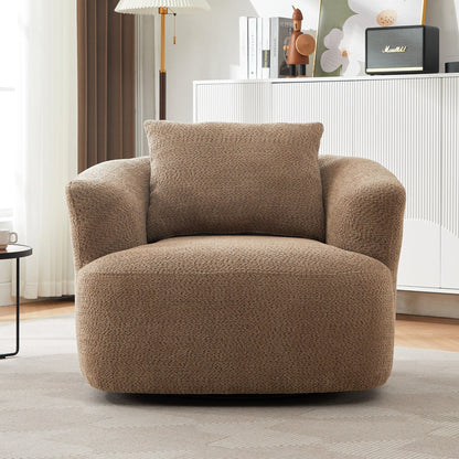 Roomfitters 360Â° Chenille Upholstered Swivel Barrel Chair Accent Sofa with Throw Pillow for Living Room Bedroom Office Hotel