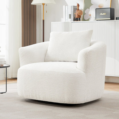Roomfitters 360Â° Chenille Upholstered Swivel Barrel Chair Accent Sofa with Throw Pillow for Living Room Bedroom Office Hotel