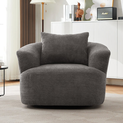 Roomfitters 360Â° Chenille Upholstered Swivel Barrel Chair Accent Sofa with Throw Pillow for Living Room Bedroom Office Hotel