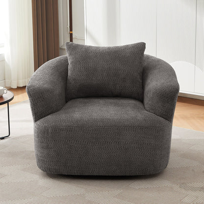 Roomfitters 360Â° Chenille Upholstered Swivel Barrel Chair Accent Sofa with Throw Pillow for Living Room Bedroom Office Hotel