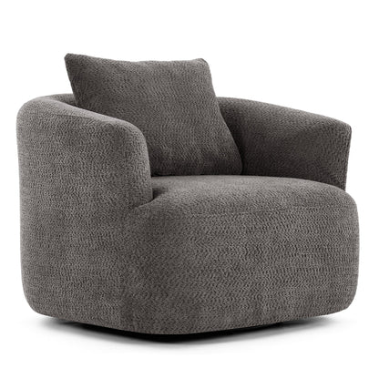 Roomfitters 360Â° Chenille Upholstered Swivel Barrel Chair Accent Sofa with Throw Pillow for Living Room Bedroom Office Hotel